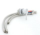 Geakv Einhebelmischer Kalt & Warm Wasser Armatur Mischbatterie für Aufsatz integriertem Taharet Dusch WC, Silber, Messing, Chrome