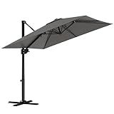 TRIUMPHKEY Sonnenschirm,Ampelschirm 270 * 270 cm Ampelschirm Rechteckig, Doppel Top Gartenschirm, UV-Schutz 50+ Gartenschirm, Dickeres Gestell mit Handkurbel 360° Drehbar, Grau