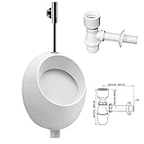VBChome Urinal Pico – Modernes Keramik Pissoir in Weiß, Hochwertig & Pflegeleicht, Senkrechter Ablauf, Oberer Zulauf, Ideal für WC & Gewerbe, Inkl. Flaschensiphon für einfache Montage