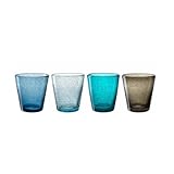 LEONARDO HOME BURANO Trinkglas • 4er Set • 330 ml • Buntes Gläser-Set • Schaumglasoptik • Wasserglas • Softdrinkbecher • Kalter Farbmix • Spülmaschinengeeignet • Alltagstaugliches Design • 055288