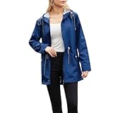 Susenstone Regenjacke Damen mit Kapuze wasserdichte Softshelljacke Outdoorjacke Atmungsaktive Packbare Übergangsjacke Leichte Jacke für Frühlings Herbst zum Wandern Trekking Fahrrad