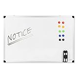 Master of Boards - 60 x 90 cm Whiteboard Set inkl. Magneten, Boardmarker, Stiftehalter mit Reinigungsschwamm & Wandhalterung - kratzfest & beschreibbar - Memoboard für Zuhause & Büro