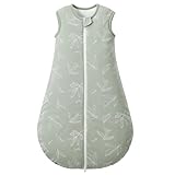 LULUMONKEY 2.5 TOG Winter Baby Schlafsack 0-6 Monate, 100% Baumwolle Baby tragbare Decke für Neugeborene Schlafsack, grüne Blätter