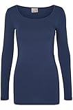 VERO MODA Damen Langarmshirt VMMAXI My LS Soft Long U - Neck NOOS, Gr. 42 (Herstellergröße: XL), Blau (Black Iris)