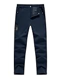 donhobo Wanderhose Herren Skihose Wasserdicht Softshellhose Outdoorhose Winddicht Warm Gefüttert Winter Trekkinghose Snowboardhose Funktionshose (Marine, 42)