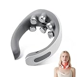 Nackenmassagegerät, Kabellos Nackenmassagegerät mit 15 Intensitätsstufen 5 Modi, 42°C Wärmebehandlung, Intelligenter Sprachübertragung Tragbares Massagegerät für Zuhause, Büro und Reisen
