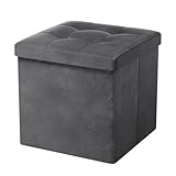 Oak & Tea Sitzhocker mit Stauraum, Hocker mit Stauraum, Sitzwürfel Klappbar, Aufbewahrungsbox Hocker, Kleine Sitzbank, Ottomane Sofa Fußhocker, für Wohnzimmer, Schlafzimmer, 38x38x38cm, Dunkelgrau