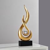 FJSPERM Gold Deko Moderne Flamme Skulpturen Dekorationen für Wohnzimmer, Minimalist Skulptur Regal Dekor Akzente, abstrakte Kunst Statue für Esszimmer Büro Couchtisch Centerpiece