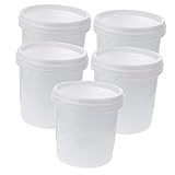 GLEAVI 5 Stück Kunststofffass Camping Eimer tragbar Griffe Deckel rechteckig tierfutterbehälter kunststoffbehälter wäschetonne Wassertonne wasserfass Wasserbehälter für Farm Plastik Weiß