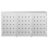 Mengtu Edelstahl Mülltonnenbox für 3×240L - Silbern, 207x77,5x115cm, Outdoor Mülleimerschrank 145381