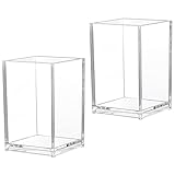 XREE 2 Stück Acryl Stiftehalter, Bleistifthalter Schreibtisch Durchsichtig Stiftebecher Make-Up Pinselhalter Organizer Stifthalter für Büro Schule Zuhause (10 x 6,5 x 6,3 cm)