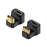 JZK HDMI-Adapter, U-förmig, abgewinkelt, HDMI 2.1 Stecker auf Buchse, 8K @ 60Hz, 180°-Anschluss, HD-Steckdose, HDMI-360-Grad-Adapter für HDTV, Laptop, PC-Monitor, Projektor (1 positiv + 1 Rückseite