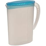 keeeper Saftkanne mit Deckel, 2 l, Polypropylen, 9,5 x 18,5 x 24,5 cm, Sara, Blau/Transparent