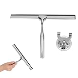 Edelstahl-Duschabzieher, Robustes Fenster- und Glasreinigungswerkzeug mit Gummiklinge für Streifen an Duschtüren, Spiegeln und Fliesen