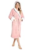 CityComfort Bademantel Damen Flauschig, Fleece Morgenmantel Damen Dressing Gown Women (Rosa, M)