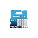 eneloop, AAA/Micro Ni-MH Akku, 8er-Pack, Kapazität mit min. 800 mAh, Ready-to-Use Ni-MH Akkus, bis zu 2000 Mal wiederaufladbar, plastikfreier Verpackung, standard, weiß