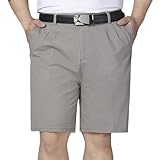 Herren-Chinos, gerade Passform, Golf-Shorts, Baumwolle, flache Vorderseite, kurze Hose, leicht, atmungsaktiv, Stretch, Chinos, Shorts, Büro, Arbeit, halbe Hose, grau, M