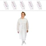 20x ARNOMED® PP Schutzkittel Einweg Gr. L, weißer Einmalschutzkittel, Vlieskittel, Einwegkittel Schutzkittel mit Druckknöpfen, Einwegmantel Plastik Maleranzug, OP Kittel Lebensmitteltauglich