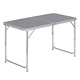 WOLTU Campingtisch Klapptisch Gartentisch Arbeitstisch Balkontisch höhenverstellbar Aluminium MDF Grau CPT8122gr