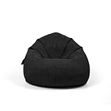Nadimaideal Königessitzsack XXL Mit Hocker aus Cord für Teenager & Erwachsene | Gaming Sitzsack 100 X 90 cm | Komfortabler Beanbag | Mit hochwertige Füllung EPS Perlen (Schwarz)