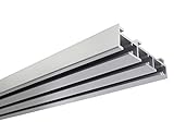 Gardinia Flächenvorhangschiene 3-läufig, Vorhangschiene für Wand- oder Deckenmontage, Für Schiebegardine/Schiebevorhang, Serie Atlanta, Aluminium, 160 cm, Silber