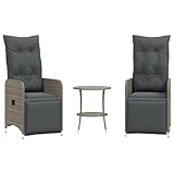 Liegestühle Gartenstühle 2er Set mit Polyrattan Tisch Outdoor Lounge Stühle Verstellbare Terrassenmöbel Stilvolle Gartenliege für Entspannung