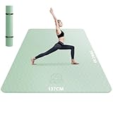 HAPBEAR Yogamatte XXL- Extra Groß Breit Yoga Matte, Sportmatte Fitnessmatte Rutschfest 198cm x137cm x6mm Dicke,Ultra Haltbar, Gymnastikmatte für Pilates, Gym, Zuhause, Workout