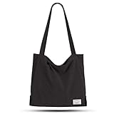 TANTOMI Shopper Tasche Damen, Tote Bag mit Reißverschluss aus Cord, Shopper Damen Groß für Arbeit Büro Reisen Einkaufen Schule und Alltag(Schwarz).