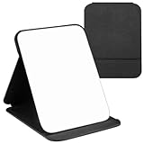 WISYOK Reisespiegel Klappbar, Tischspiegel mit Mehrfach-Standwinkel, Klappspiegel mit Schwarz PU-Leder, Super HD Schminkspiegel, Handspiegel, Kompaktspiegel, Kosmetikspiegel, Spiegel Klein - 16x12cm