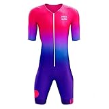 Herren Fahrrad Skinsuit, 3D-gepolsterter, atmungsaktiver, schnell trocknender Triathlon-Anzug – Kurzarm Duathlon Laufen Schwimmen Fahrradfahren Skinsuit (3,S)