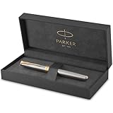 Parker Sonnet Füller | Edelstahl mit Goldzierteilen | Füllfederhalter mit feiner Feder | Geschenkbox
