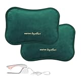 2x 𝗘𝗹𝗲𝗸𝘁𝗿𝗶𝘀𝗰𝗵𝗲 𝗪ä𝗿𝗺𝗳𝗹𝗮𝘀𝗰𝗵𝗲. Thermo-Wärmeflasche für Rücken, Lendenwirbelsäule, Bauch, Hände. Tragbare Bettwärmertasche mit Temperaturregelung.