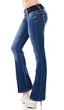 Label by Trendstylez Damen Bootcut Stretch Jeans Schlag Hose inkl .Gürtel Blue Washed WT367 Größe 36