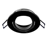 Planetitaly Einbaustrahler rund quadratisch Loch 70 mm modern schwenkbar Lampenhalterung (schwarz, rund)
