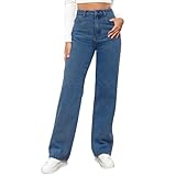 Hauetro Baggy Jeans Damen High Waist: Weites Bein Breite Hose Straight Leg Stretchjeans Y2k Jeanshosen Teenager Mädchen Lockere Sommerjeans Damenjeans Stretch Große Größe 2026