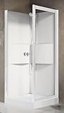 Novellini Duschkabine Media 2.0, quadratisch, 80 cm, schwenkbare Tür