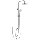 Duschsystem ohne Armatur, Bevankly Chrom Regendusche ohne Armatur mit Regendusche Duschkopf und 3 Strahlarten Handbrause, Edelstahl Duschset ohne Armatur, Kopfbrause 21x21cm, Chrom