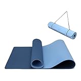 Yogamatte rutschfest und umweltfreundliche TPE Sportmatte mit Tragegurt Gymnastikmatte für Pilates Workout Fitnessmatte 183 x 61 x 0.6 cm (Marine-Blau)
