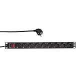 LogiLink Professional PDU9C02 Hochwertige 19' Steckdosenleiste 9-Fach CEE7/3 (Schutzkontakt) mit An/Aus Schalter schwarz