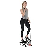 Sunny Health & Fitness Stepper für zuhause, Low-Impact Übung Stepper für Ganzkörpertraining mit Widerstandsbändern, optionaler Auf/Ab Aktion Stepper und Twist-Aktion Stepper