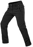 Cycorld Herren Wanderhose-Winter-Outdoorhose-Skihose,Thermohose Wasserdicht Gefütterte Softshellhose Winddicht Warm Fleece Schneehose Trekkinghose Skifahren (Schwarz, L)