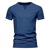 Golatcr Herren T-Shirt aus Bio-Baumwolle O-Neck/V-Neck Kurzarm Sleeve Top für Männer T Shirt Herren Slim Baumwoll Tshirt Herren Langarm T Shirt Herren 6XL üBergröSse Tshirt Herren Lange äRmel