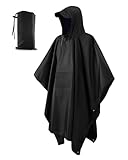 ViKKent Regenjacke Regenponcho, Wasserdichter Regencape mit Kapuze Taschen, Wiederverwendbar, 3 in 1 Multifunktionaler Regencape für Picknick Jagd Camping Wandern
