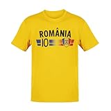 Alsino EM Fan Shirt Rumänien Europameisterschaft 100% Baumwolle T-Shirt Rundhals Fanartikel Alle Größen Herren Damen Fan-Shirt, Größe wählen:S, Land wählen:Rumänien