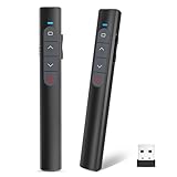 2PCS Presenter Powerpoint Fernbedienung, Roter Lichtzeiger, Kabellose 2.4 GHz Verbindung via USB-Empfänger Präsentationsfernbedienung für Windows/Mac/Linux/Android/PowerPoint (2RED)