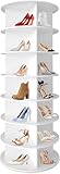 WUDLEP Drehbares Schuhregal mit 7 Ebenen, Drehbares Schuhregal, Drehbares 360-Grad-Schuhregal, Aufbewahrung, rundes Karussell, Vertikale Handtasche, Drehbar, Schuhschrank-Organisation White