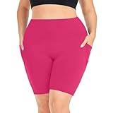 Mrat Damen-Shorts mit hoher Taille und Taschen, Fitness-Shorts, Bauchkontrolle, nahtlose Leggings, Strumpfhose, weiche Stretchhose für Workout, Fitness, Laufen, Yoga, Radfahren, Übergröße, Größe 42-50