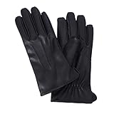 NOVBJECT Herren Lederhandschuhe Winter Full Hand Touchscreen Leder Fahren Klassische Warm Kaschmir Futter Outdoor Handschuhe (Schwarz, M)