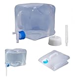 Neu Wasserkanister Faltbar 10L/15L/20L, Wasserkanister Mit Hahn Wassertank Camping Faltkanister Trinkwasserkanister, Lebensmittelecht Kanister Wasser inkl. auslaufsicherem Dosierhahn & Tragehenkel