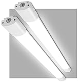 LEOEU 2 Stück Feuchtraumleuchte LED 150cm, 45W 5000LM LED Röhre Deckenleuchte, IP65 Wasserfest LED Kellerlampe Werkstattlampe